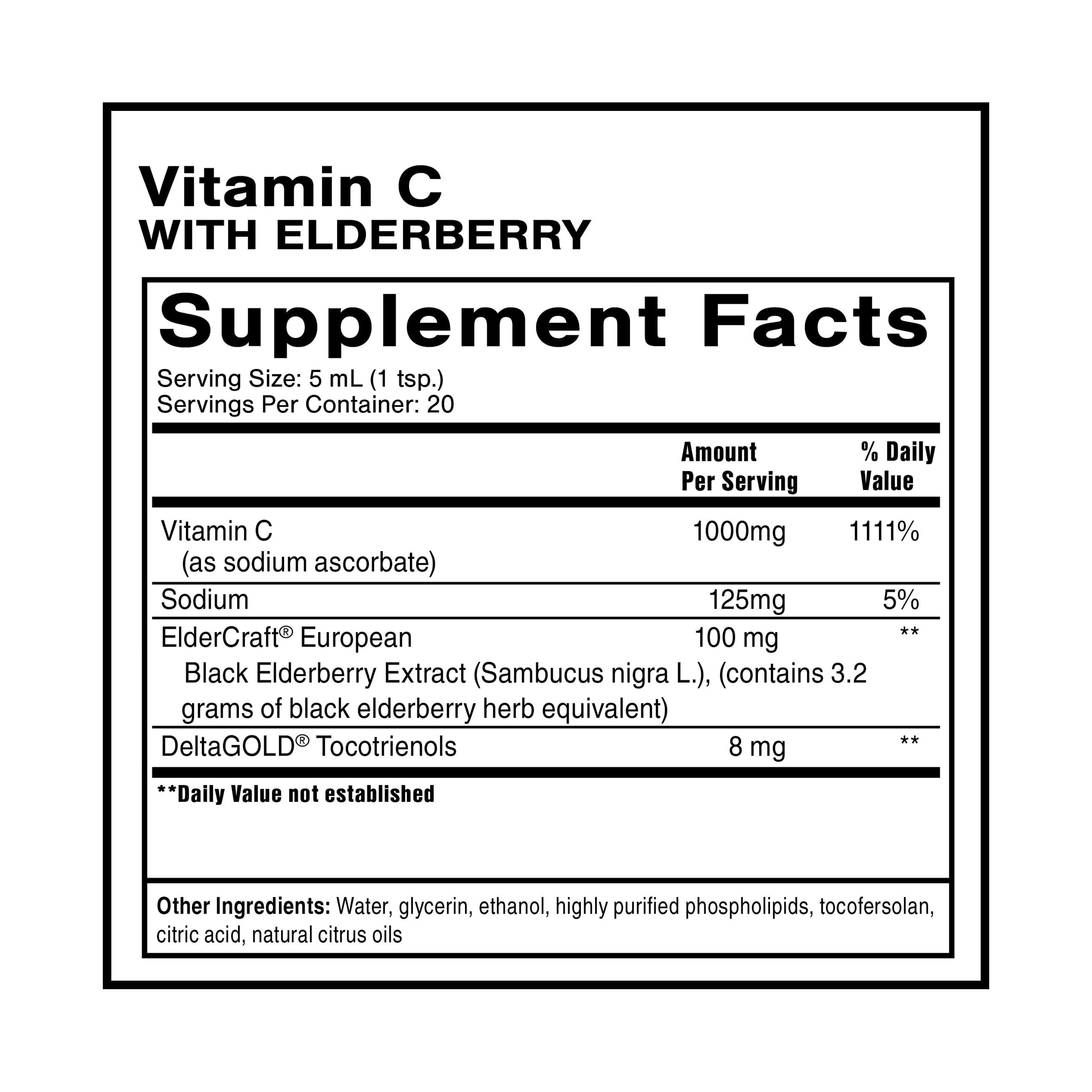 Quicksilver Scientific Liposomal Vitamin C + Elderberry 240g side view