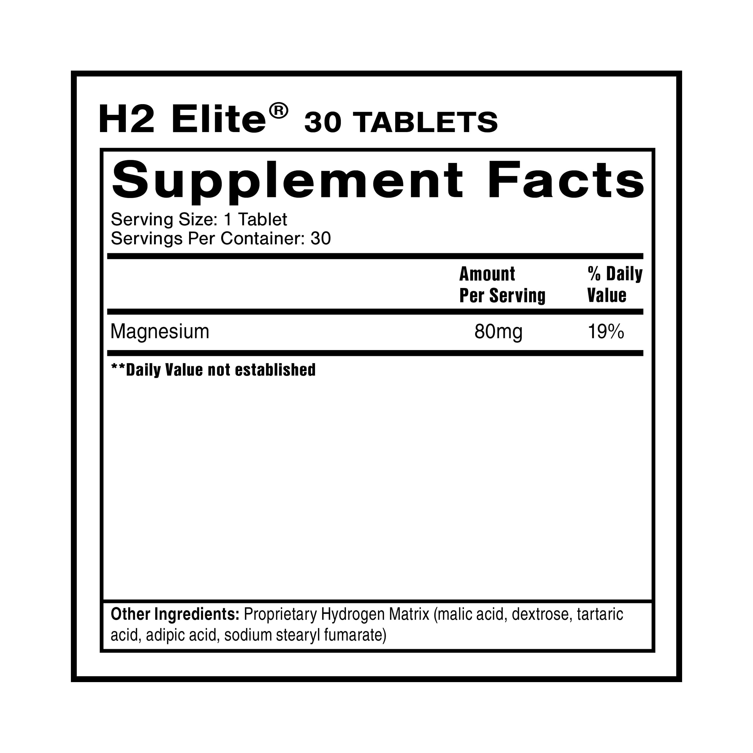 Quicksilver Scientific Molecular Hydrogen Tablets side view with dosage instructions