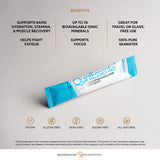 Quicksilver Scientific Quinton Hypertonic Sachets displayed with travel accessories