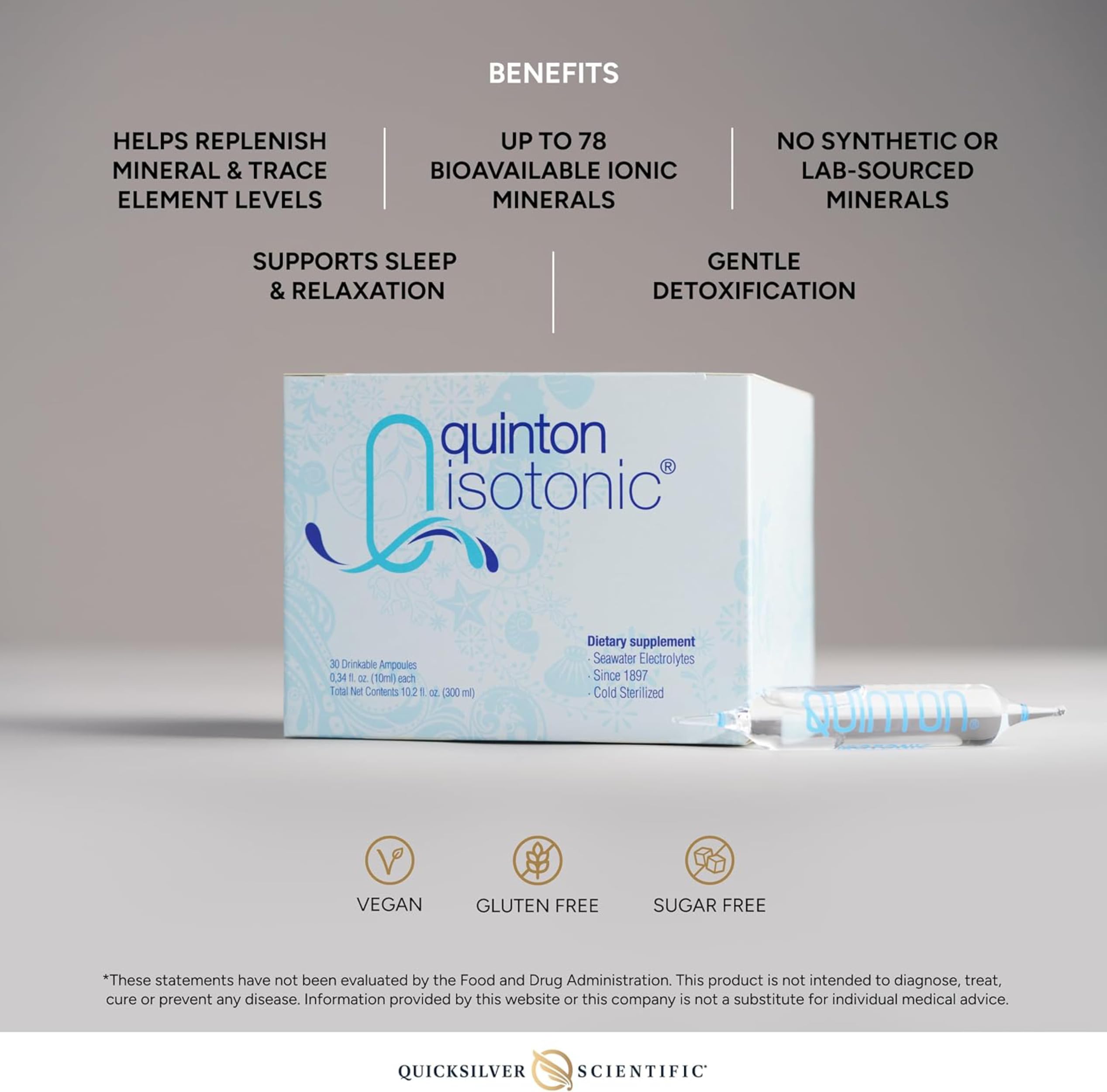 Quicksilver Scientific Quinton Mineral Supplements ampoule with natural spring water