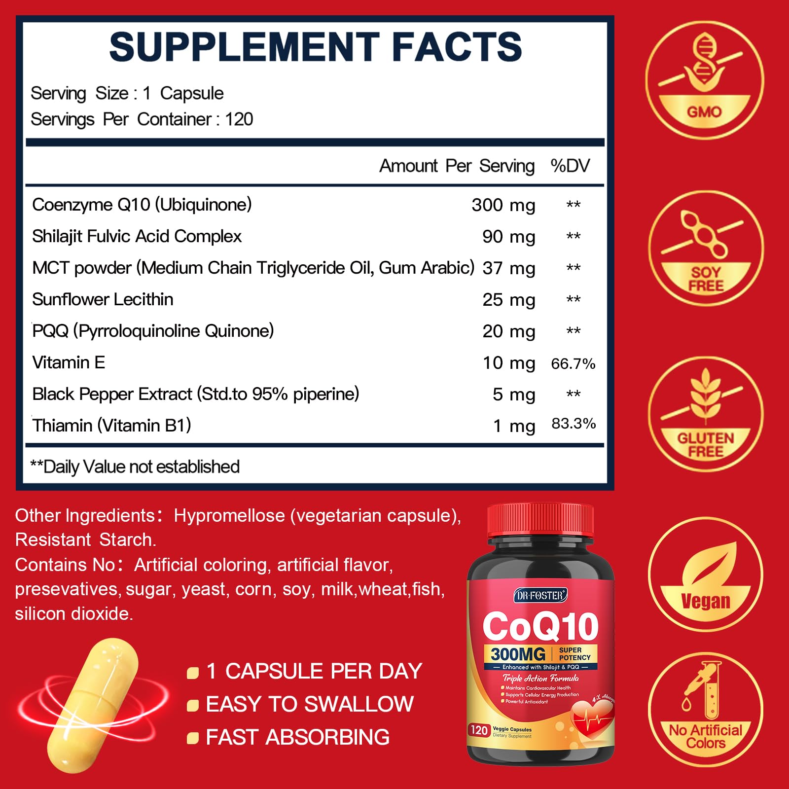 Quinovit CoQ10 300mg supplement capsules close-up