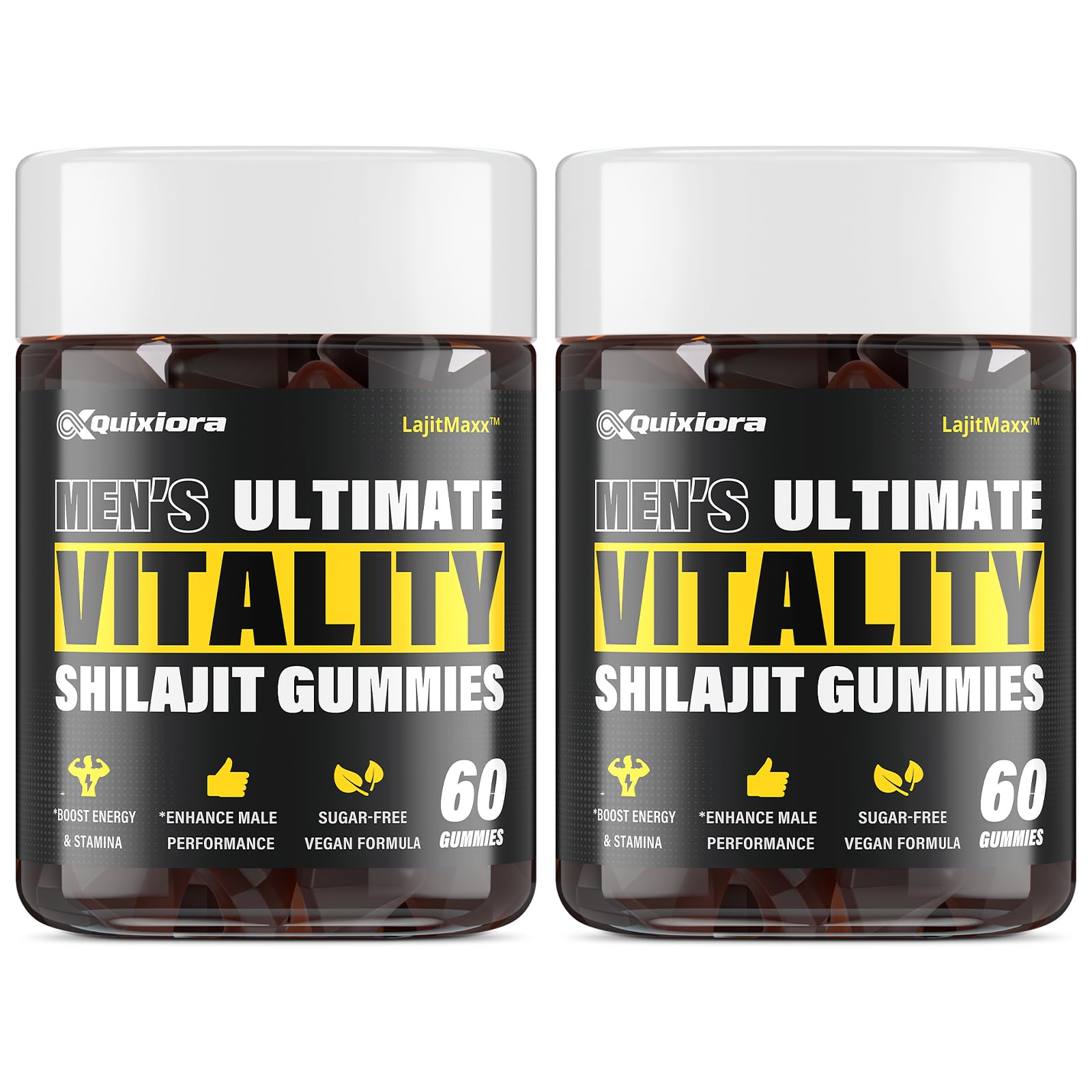 Quixiora Shilajit Gummies front view with packaging