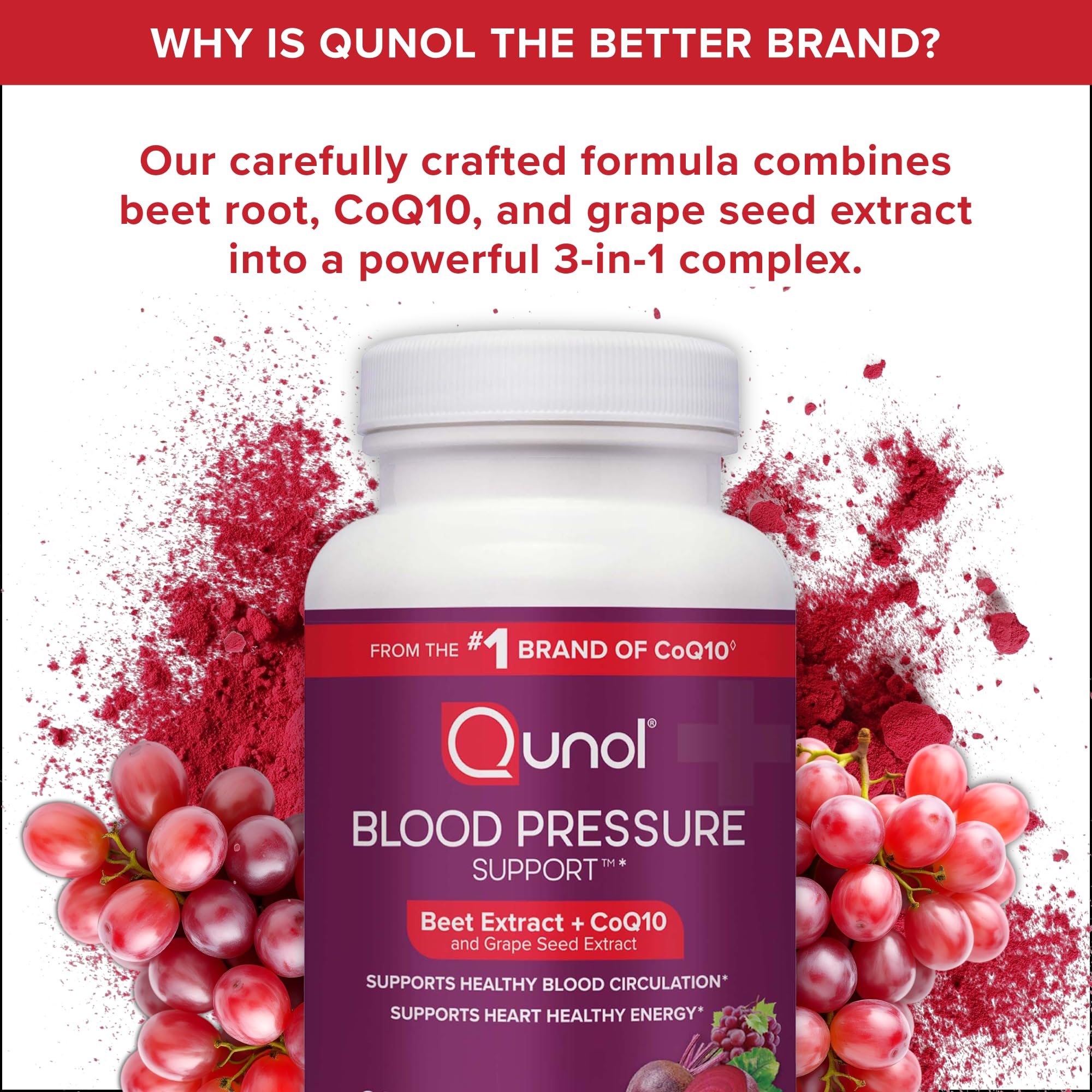 Qunol Beets 3 in 1 Capsules ingredients list on packaging