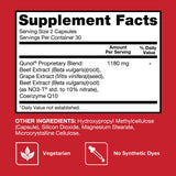 Qunol Beets 3 in 1 Capsules lifestyle scene with a glass of water