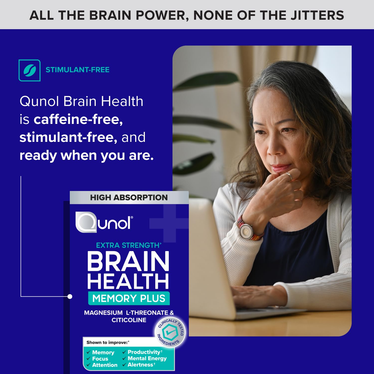 Qunol Brain Health Memory Plus Magnesium L-Threonate capsule close-up