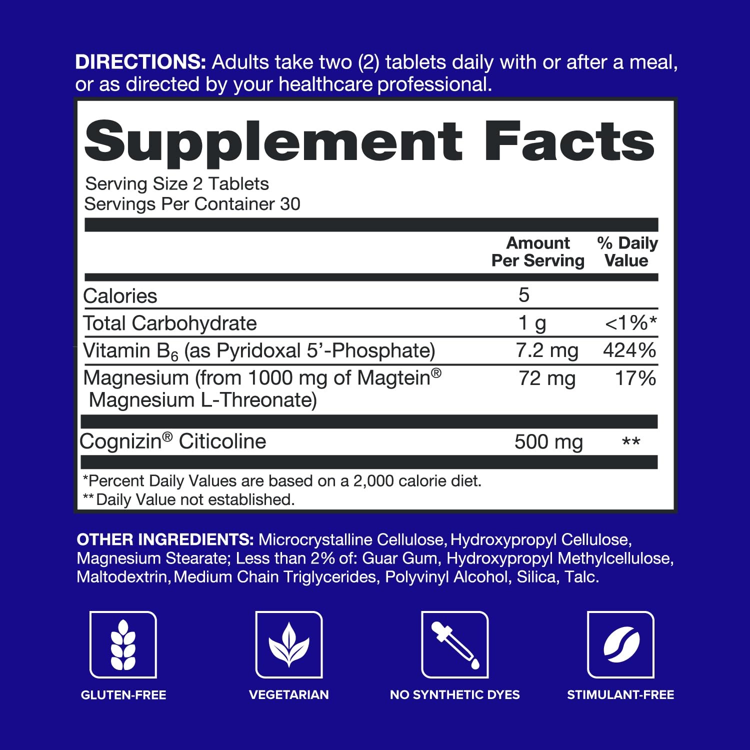 Qunol Brain Health Memory Plus with B6 100g ingredients list