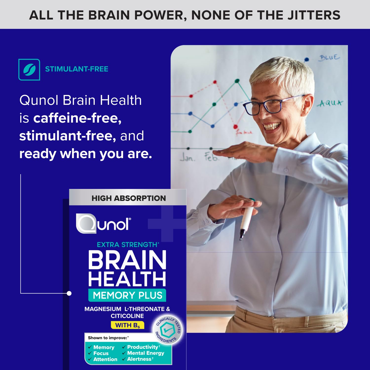 Qunol Brain Health Memory Plus with B6 100g packaging
