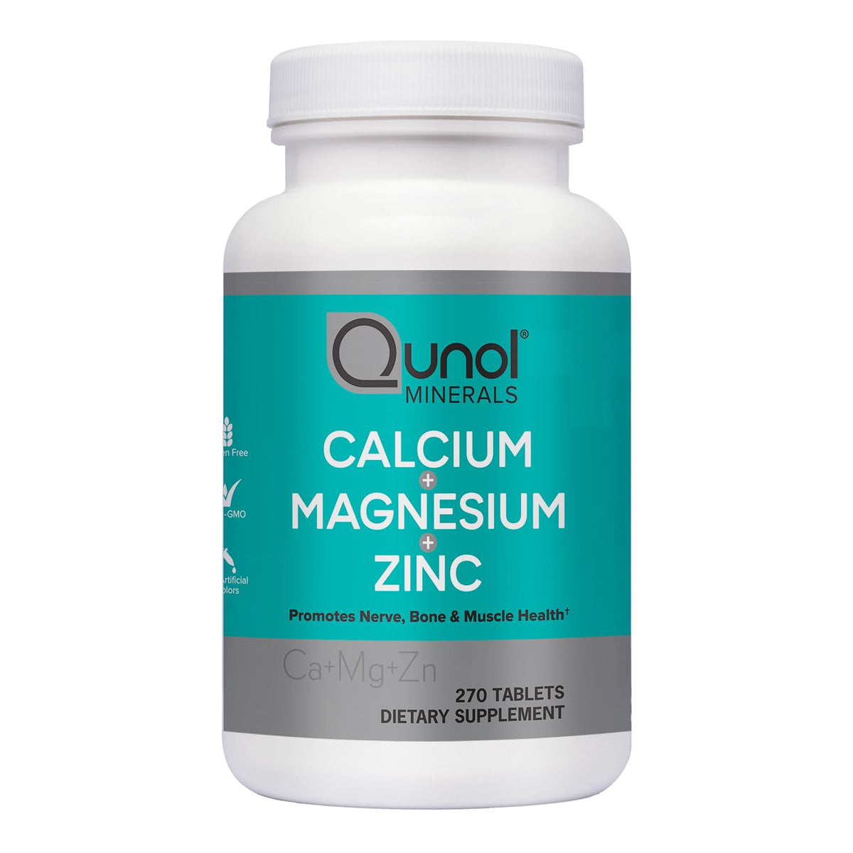 Qunol Calcium Magnesium Zinc Capsules 90 Count front view
