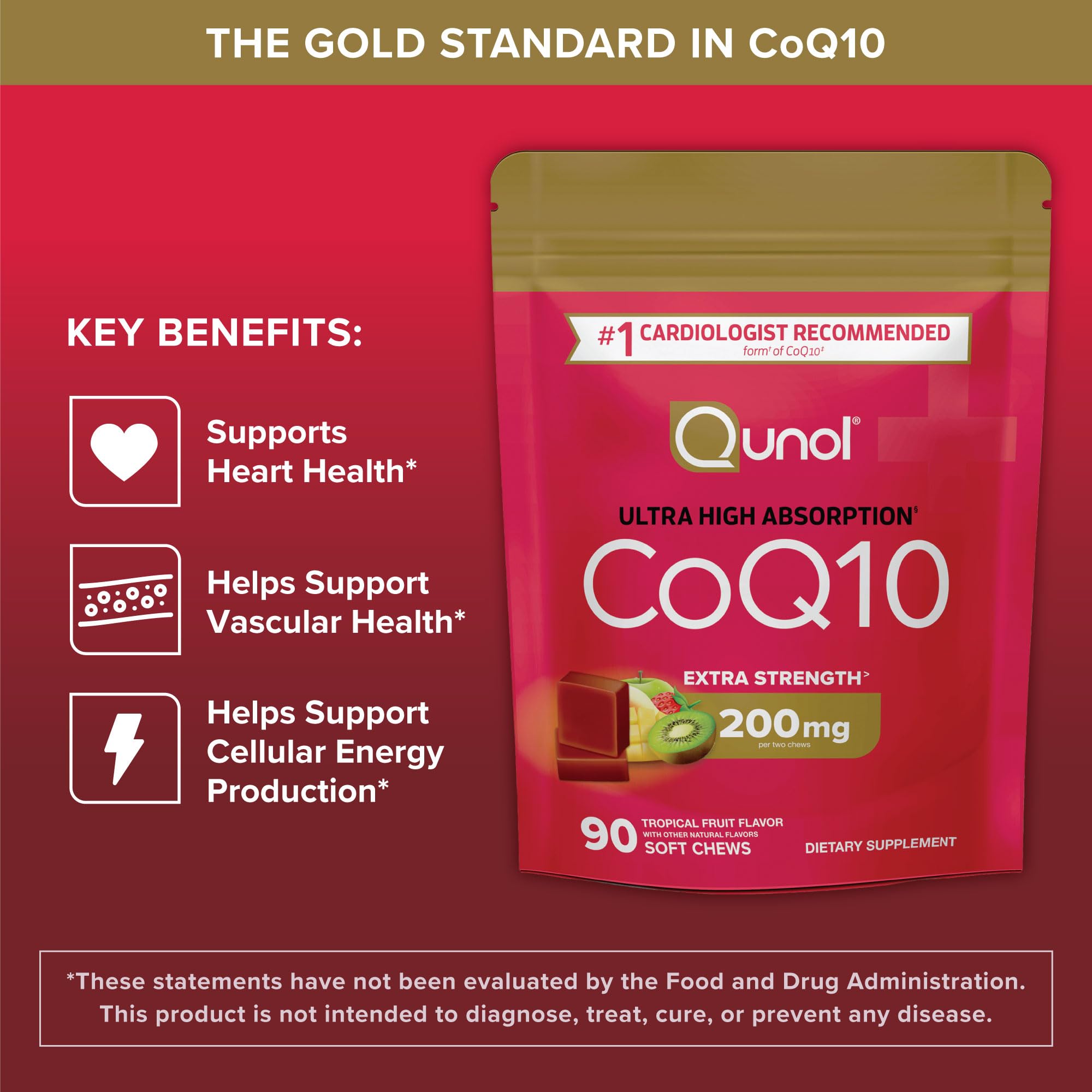 Qunol CoQ10 200mg Soft Chews nutritional information