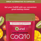 Qunol CoQ10 200mg Soft Chews on a wooden table