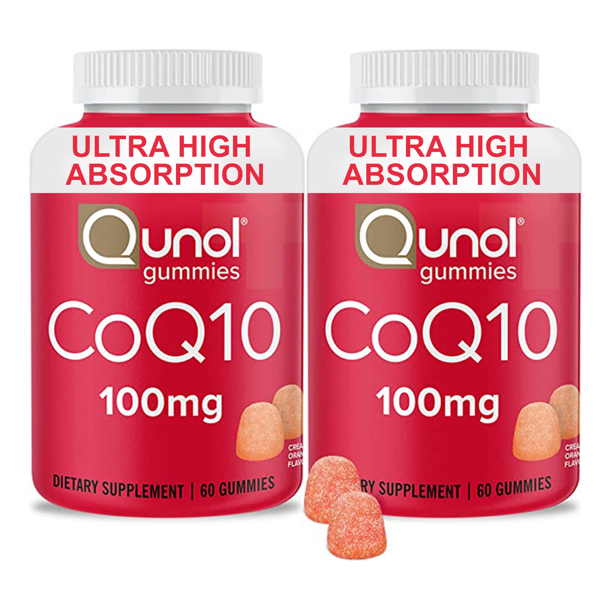 Qunol CoQ10 Gummies 100mg orange flavour front view