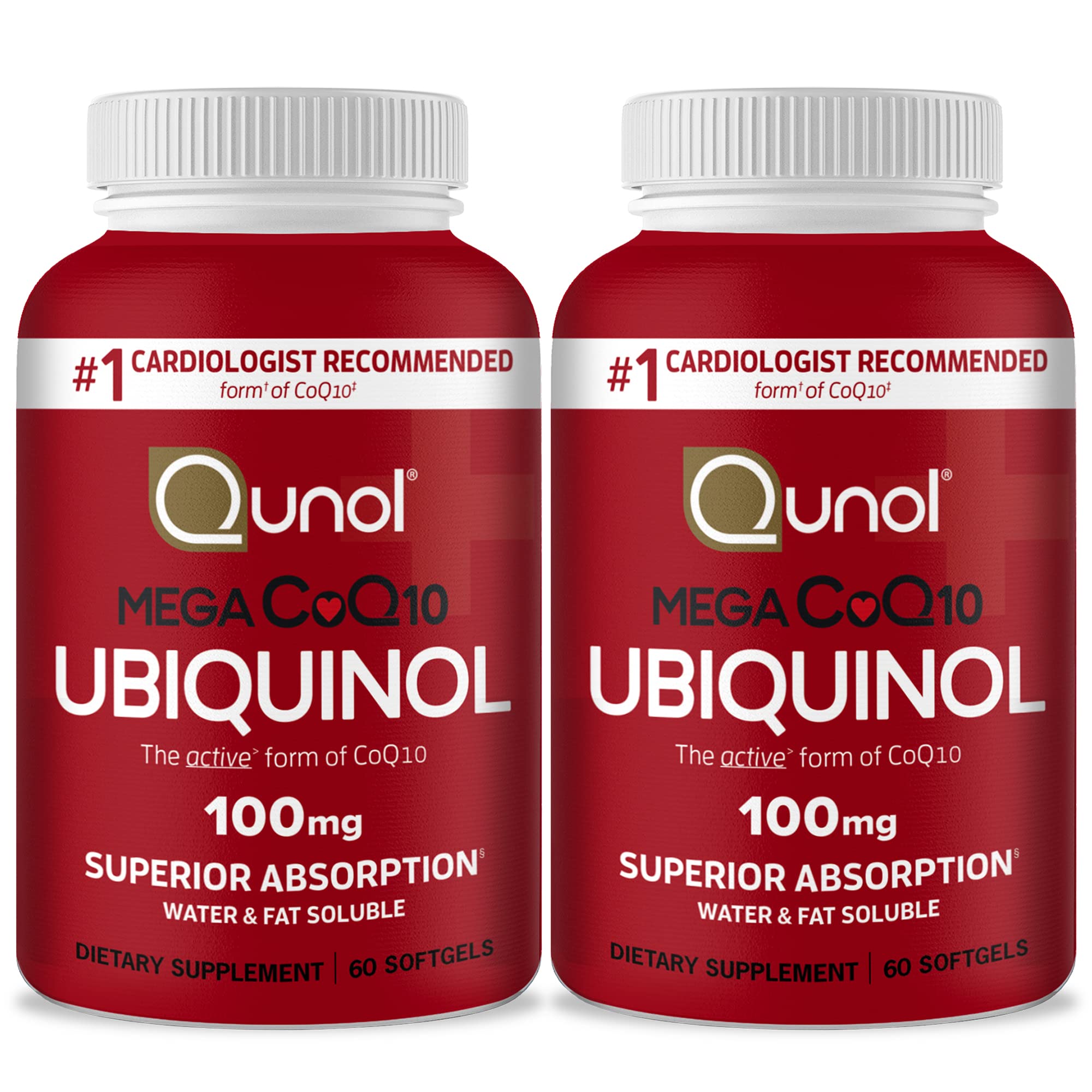 Qunol CoQ10 Ubiquinol Capsules 100mg front view