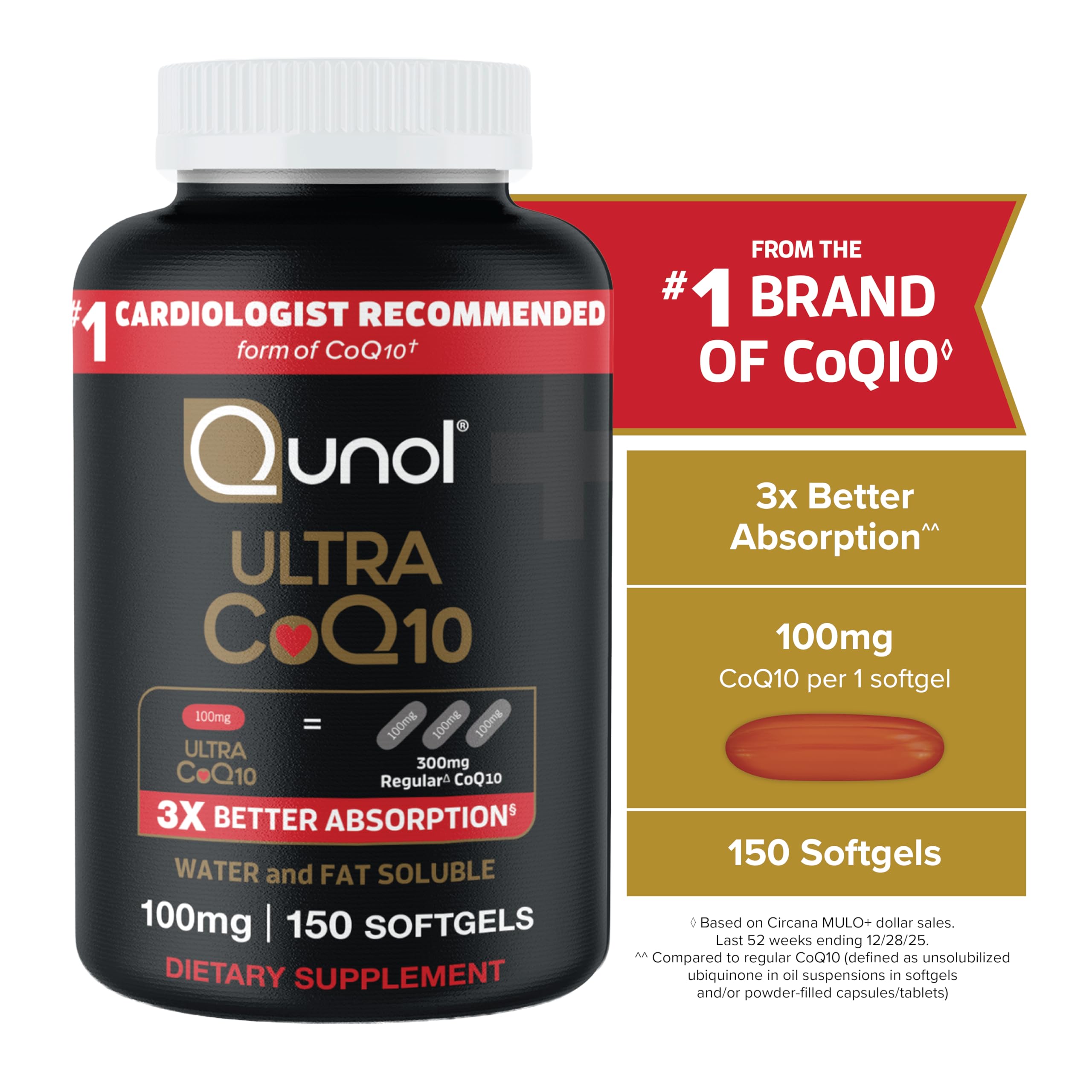 Qunol CoQ10 Ultra Supplement 300mg nutritional information