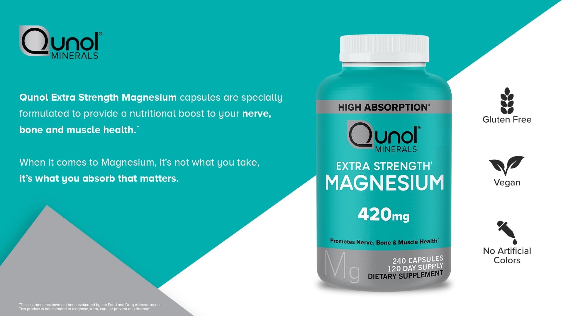 Qunol Extra Strength Magnesium Capsules opened bottle showing capsules