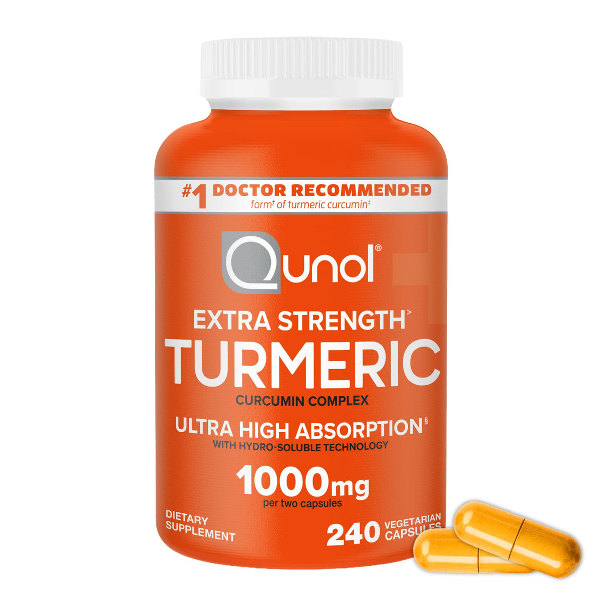 Qunol Extra Strength Turmeric Curcumin 1000mg capsule bottle front view