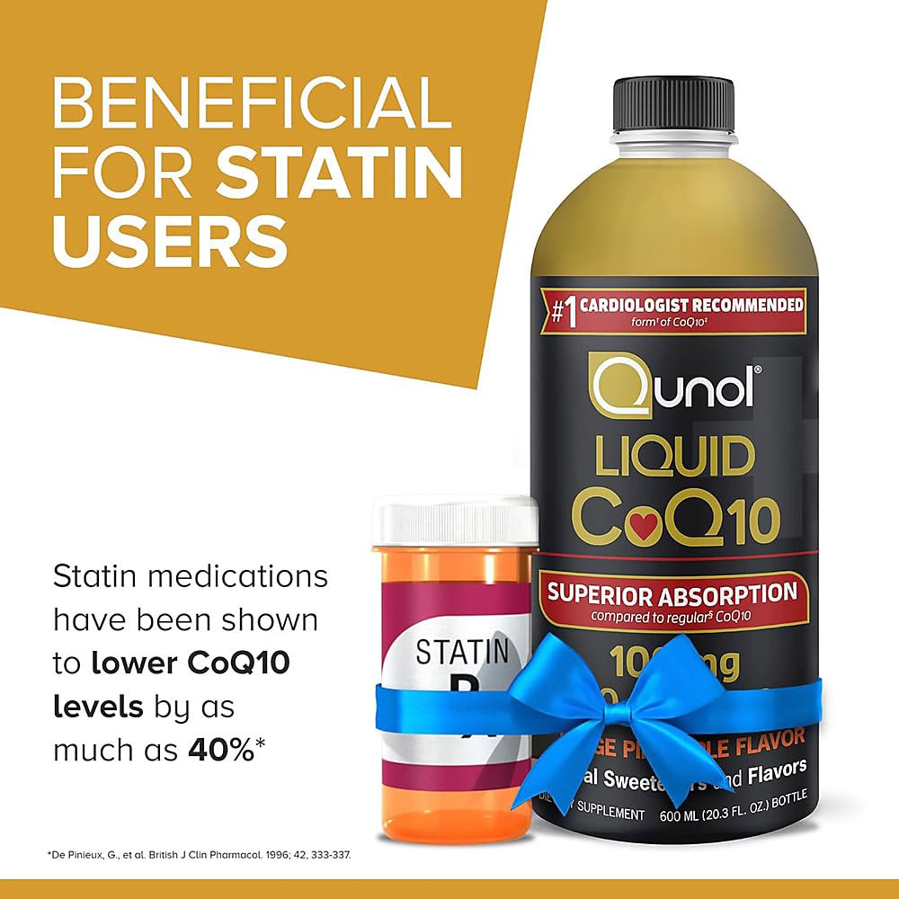 Qunol Liquid CoQ10 supplement on a wooden table