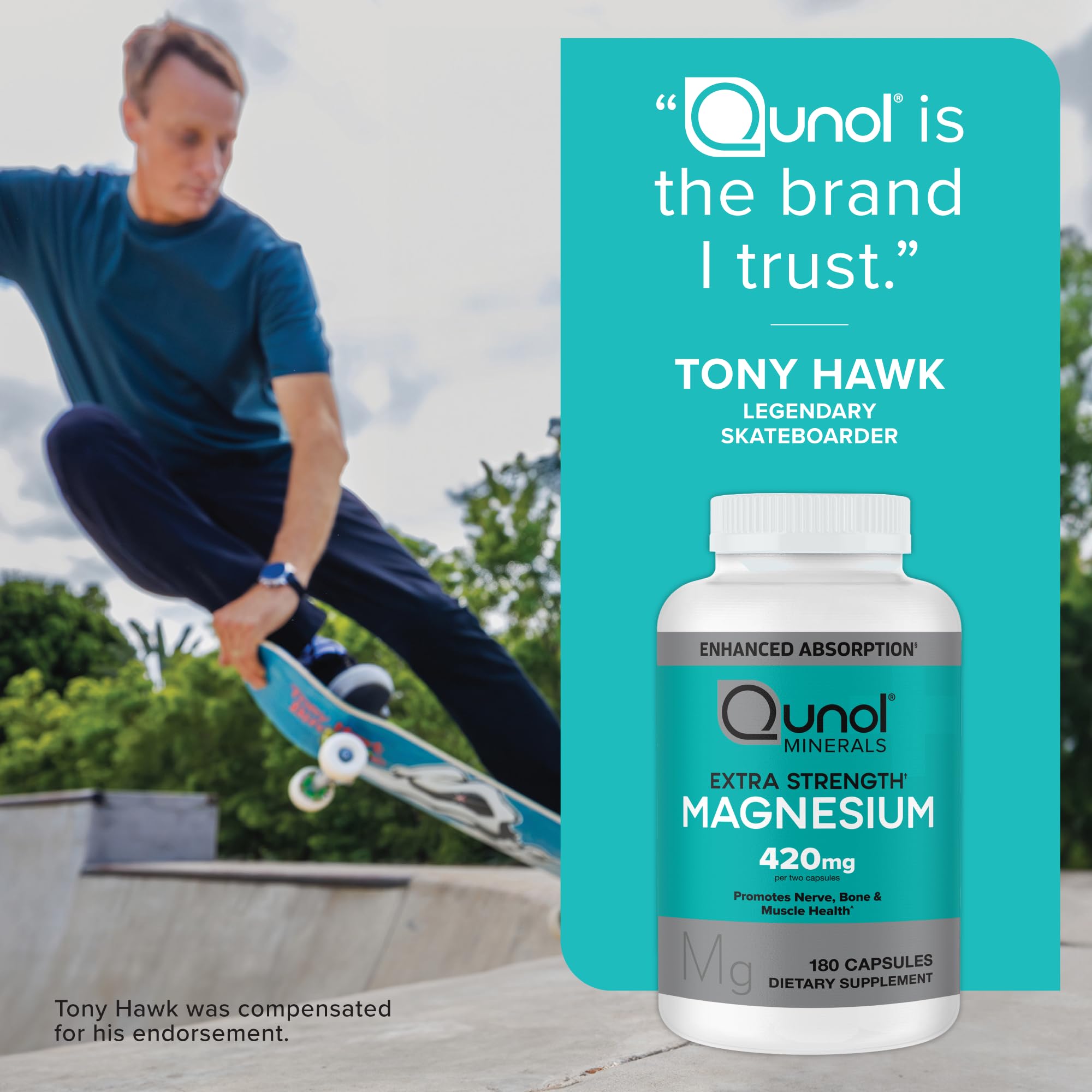 Qunol Magnesium Capsules 420mg displayed with other supplements