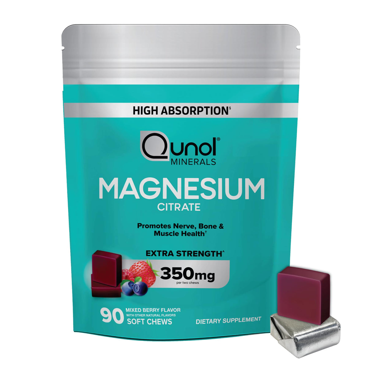 Qunol Magnesium Citrate Chews front view packaging