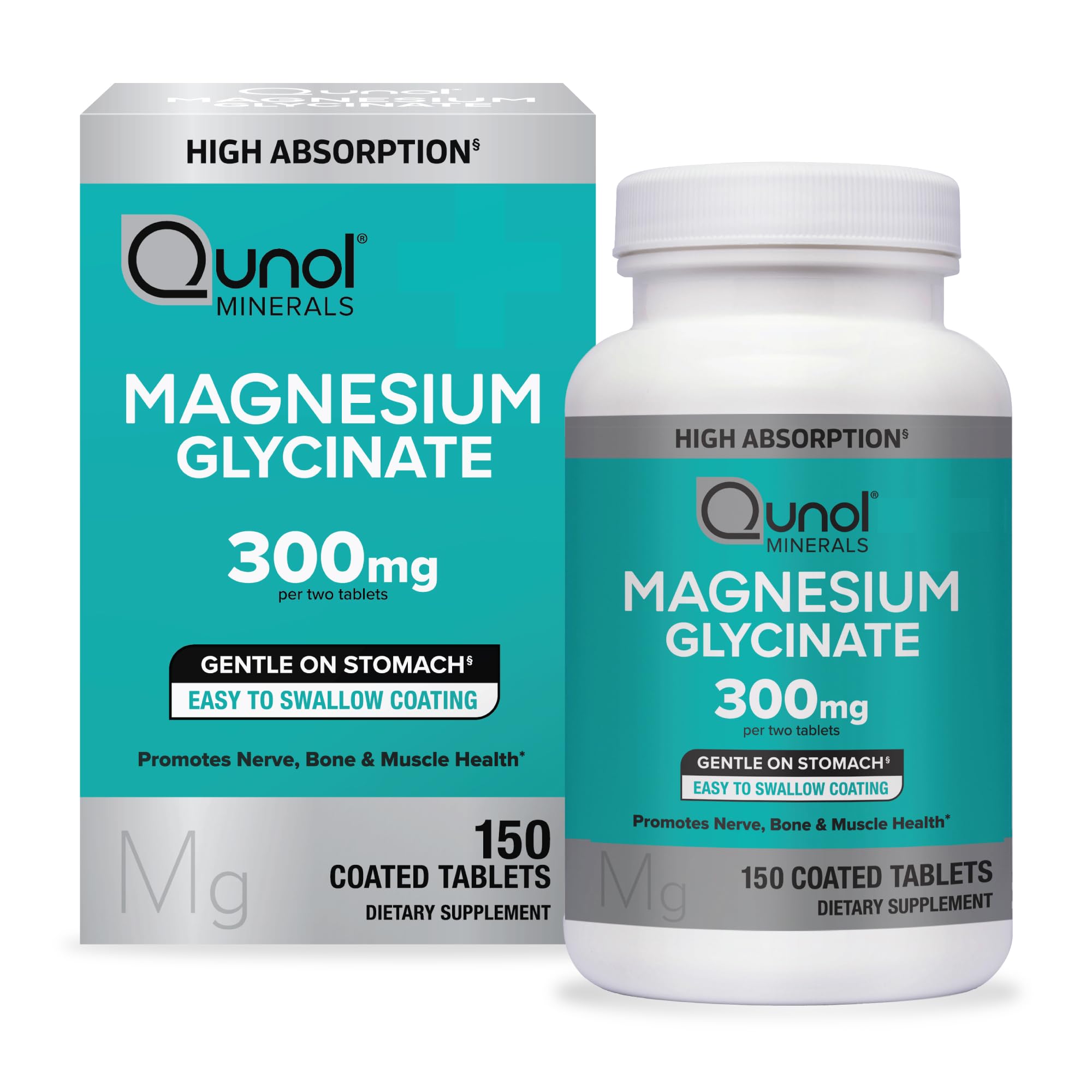 Qunol Magnesium Glycinate 300mg front view of packaging