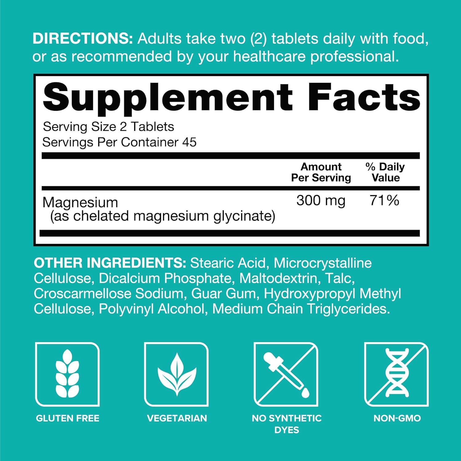 Qunol Magnesium Glycinate 300mg product information