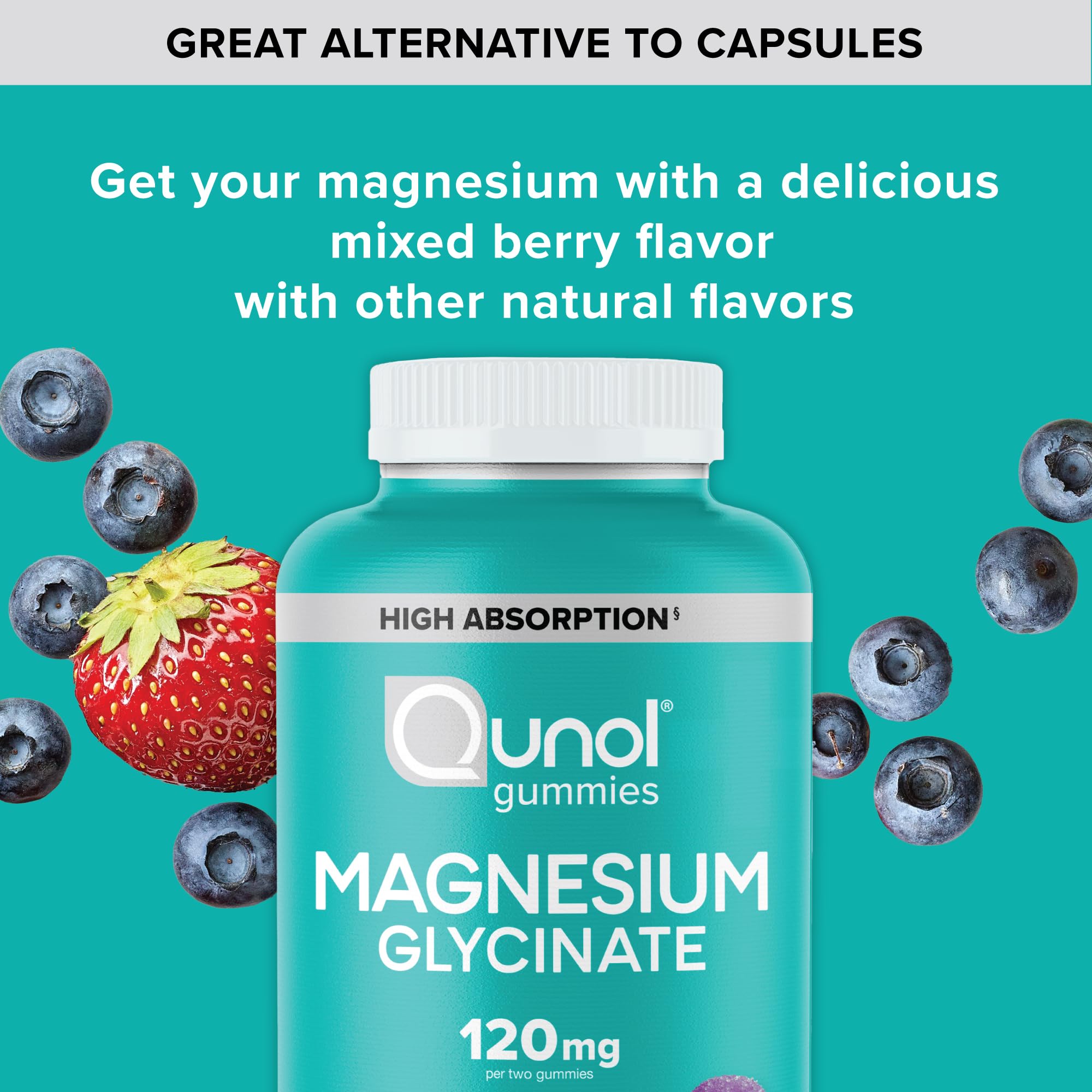 Qunol Magnesium Glycinate Gummies on a wooden table