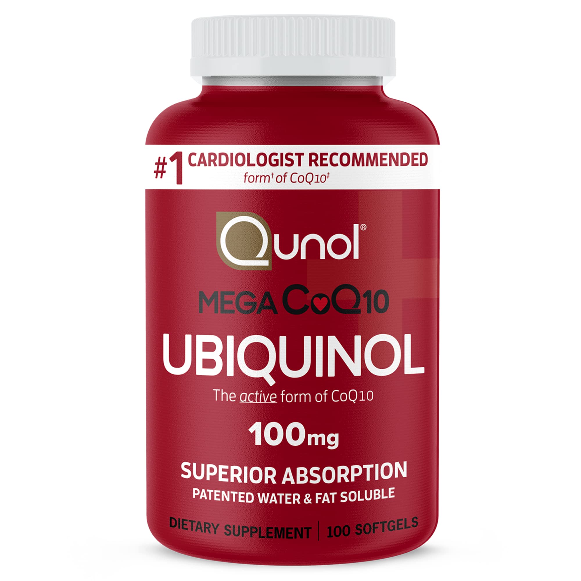 Qunol Mega CoQ10 Ubiquinol 100mg Capsules front view