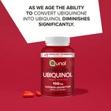 Qunol Mega CoQ10 Ubiquinol capsules bottle side view