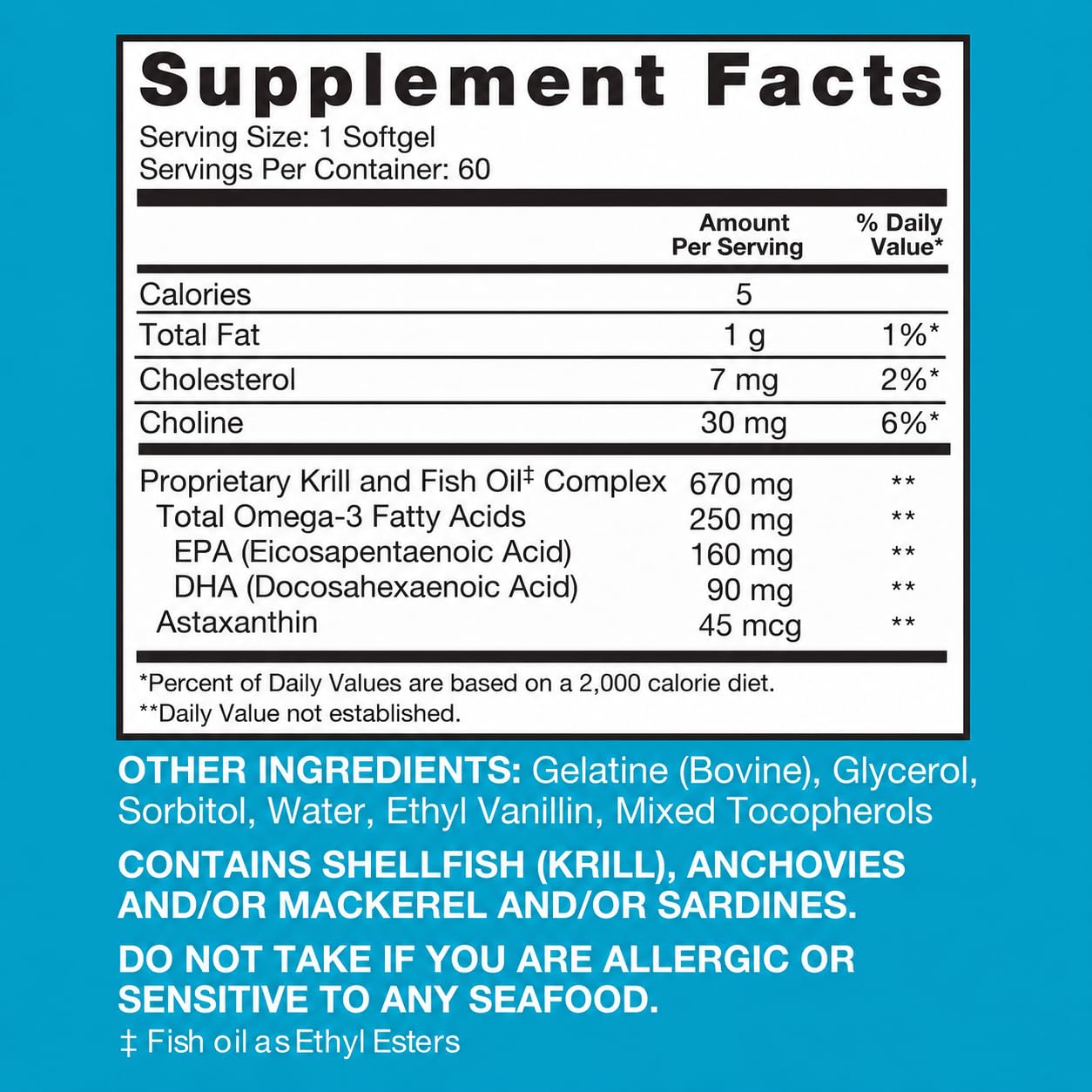 Qunol Omega-3 Fish and Krill Oil Supplement on a wooden table