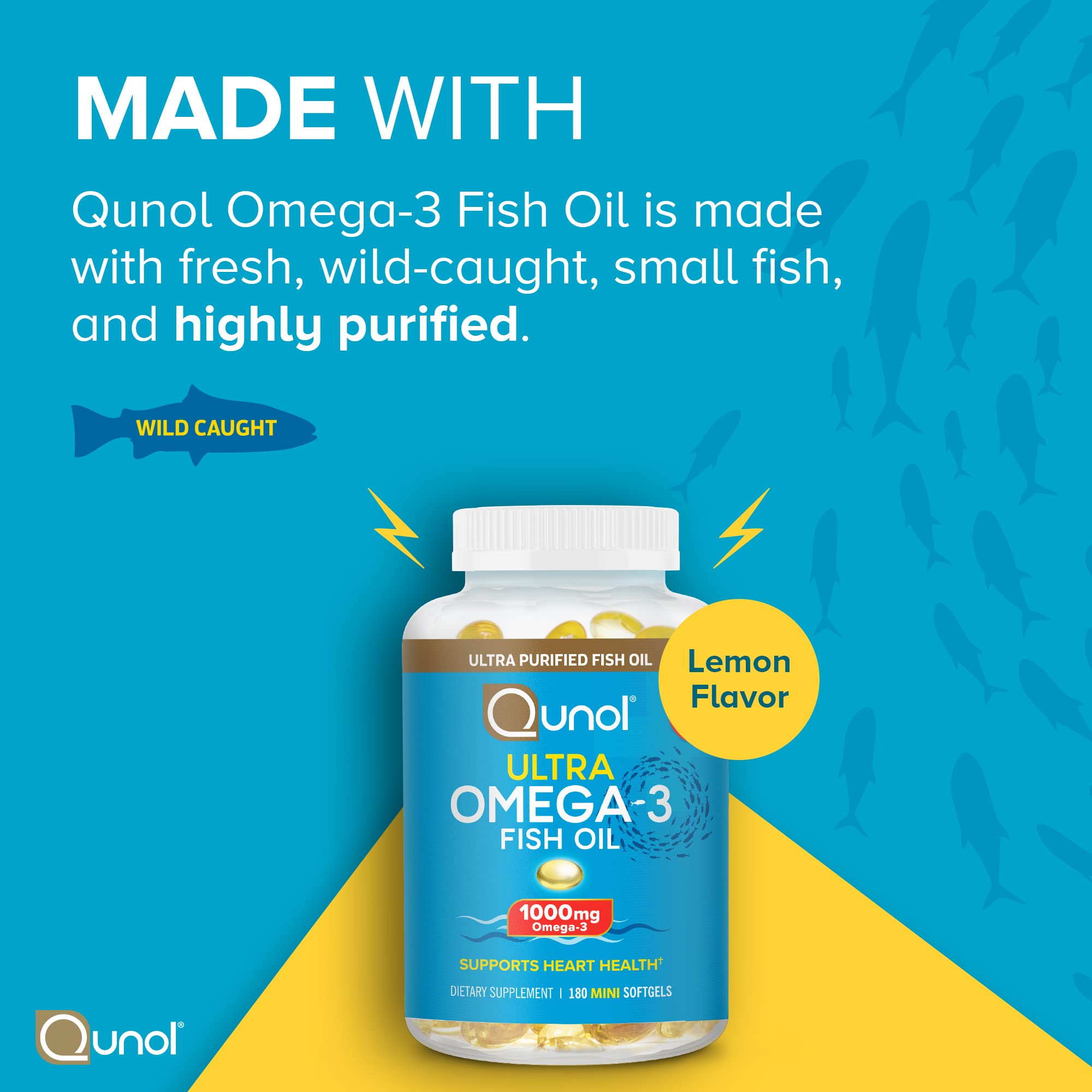 Qunol Omega-3 Softgels 1000mg bottle with softgels