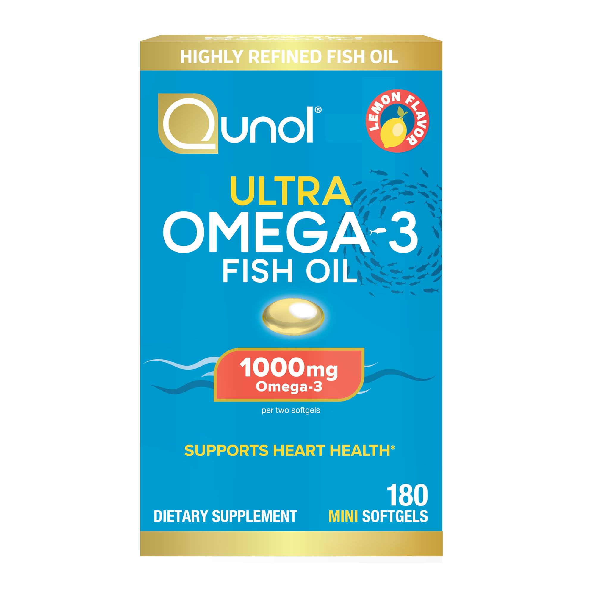 Qunol Omega-3 Softgels 1000mg front view packaging
