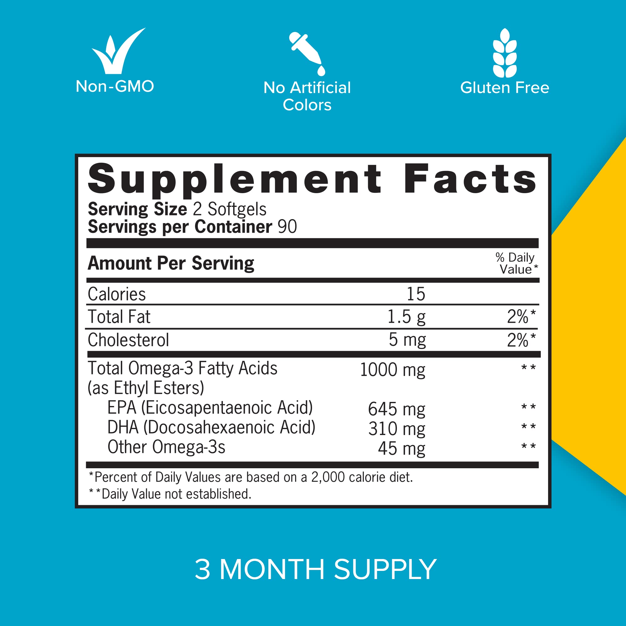 Qunol Omega-3 Softgels 1000mg with lemon flavour label