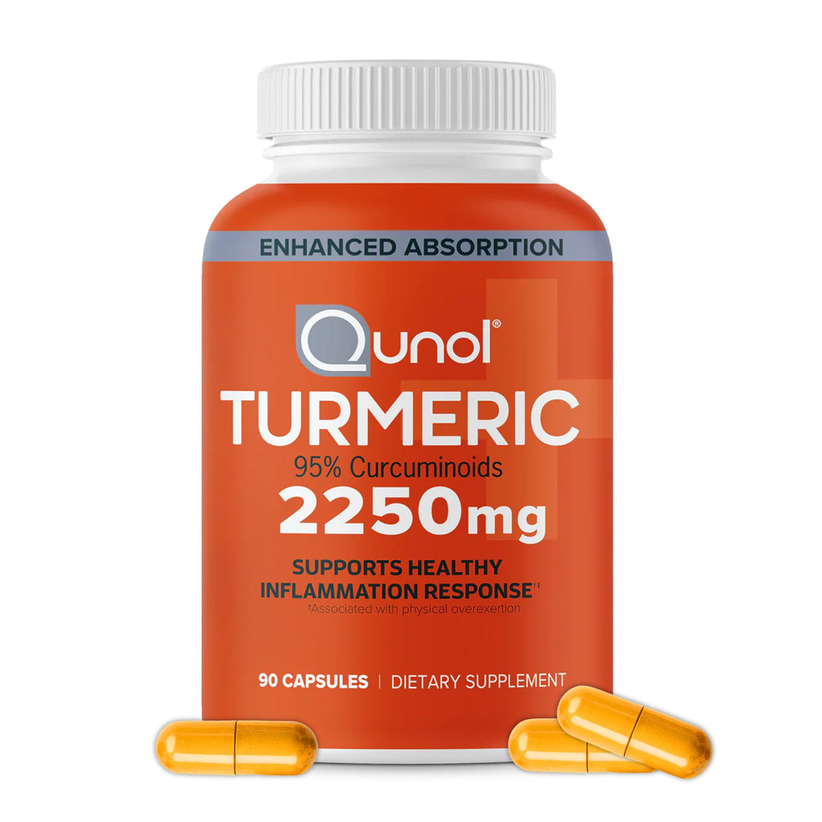 Qunol Turmeric Curcumin Capsules 2250mg front view