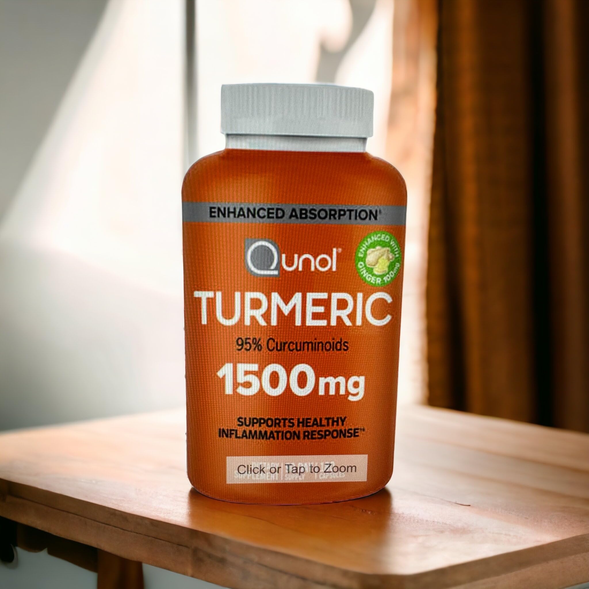Qunol Turmeric Curcumin Complex 1500mg capsules front view