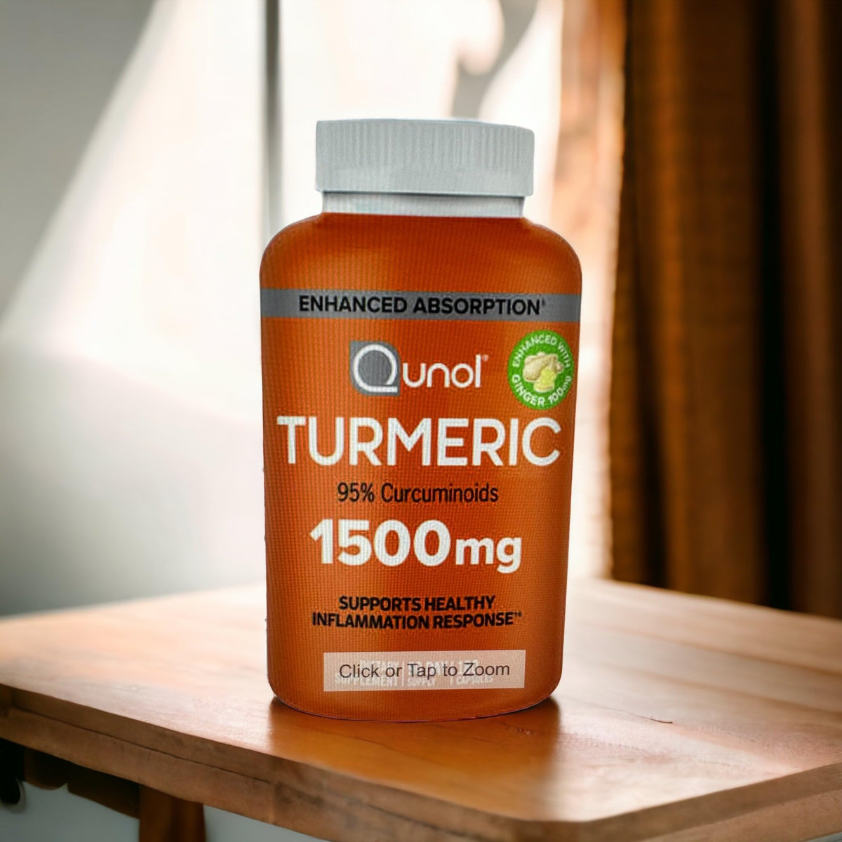 Qunol Turmeric Curcumin Complex 1500mg capsules front view