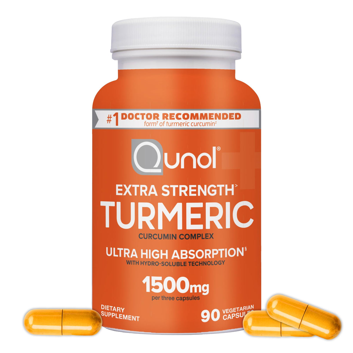 Qunol Turmeric Curcumin Extra Strength 1500mg supplement bottle front view