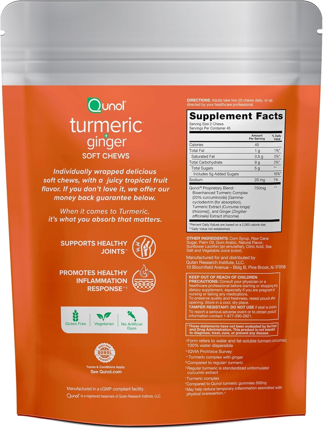 Qunol Turmeric & Ginger Chews on a kitchen counter
