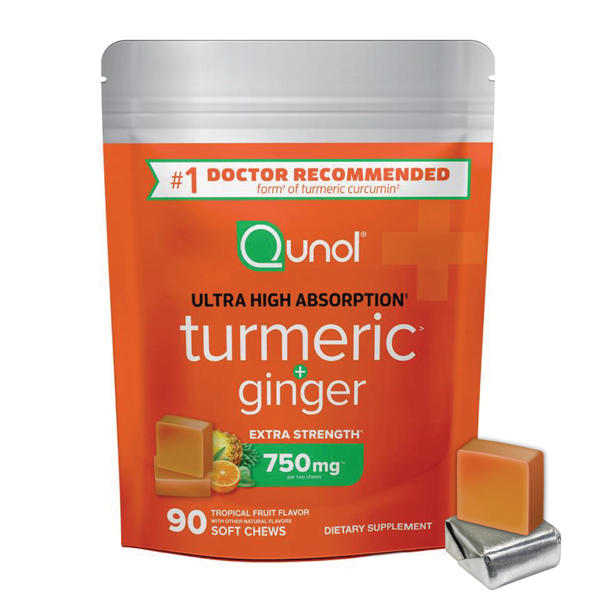 Qunol Turmeric & Ginger Chews packaging front view