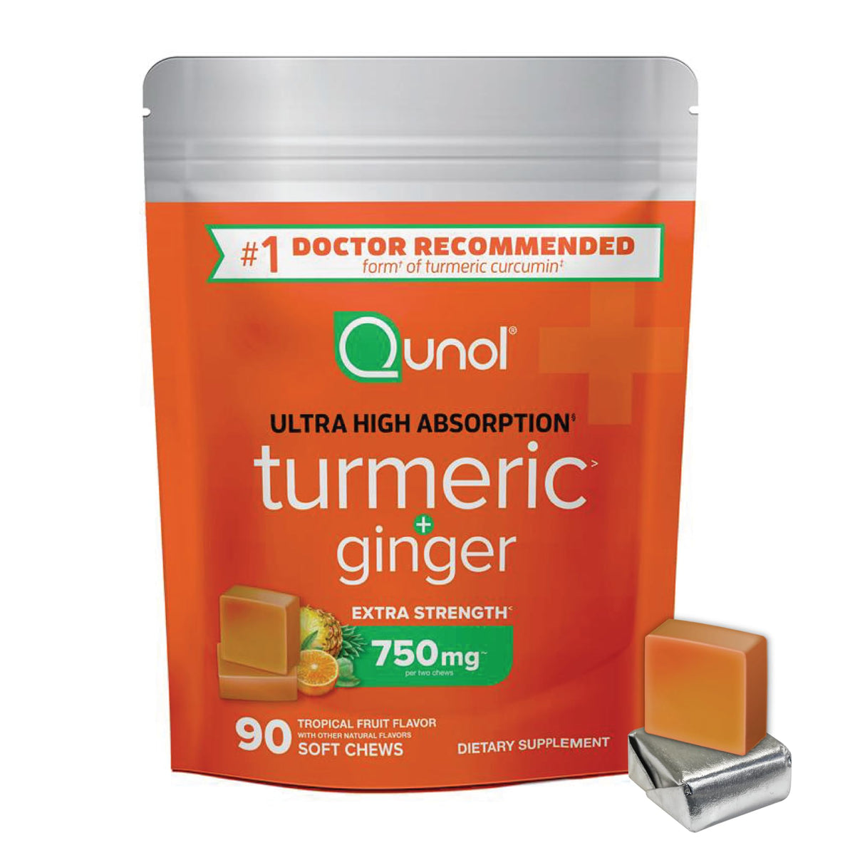 Qunol Turmeric & Ginger Chews packaging front view