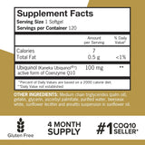 Qunol Ubiquinol CoQ10 100mg supplement bottle back view