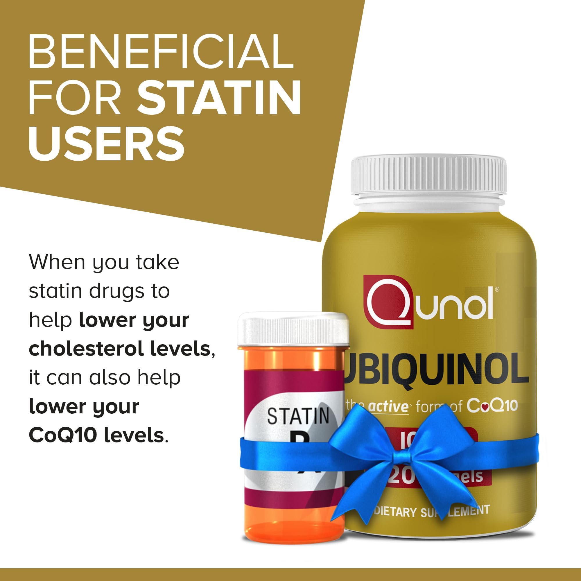 Qunol Ubiquinol CoQ10 100mg supplement bottle with dosage