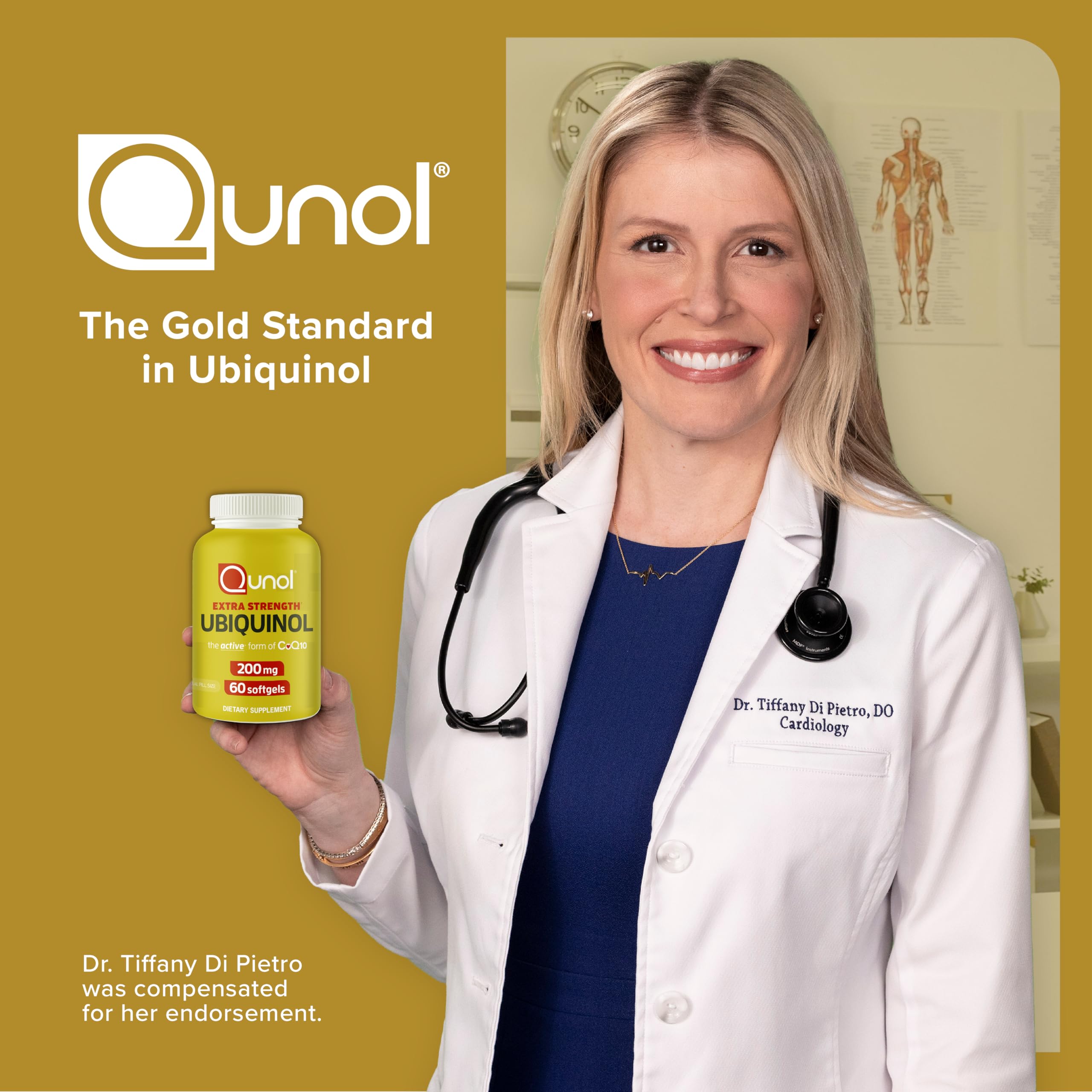 Qunol Ubiquinol CoQ10 Supplement 113g displayed with other vitamins