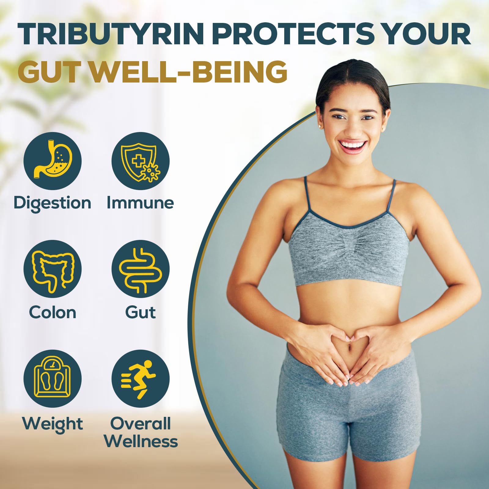 Quorinthiumax Tributyrin Prebiotic Supplement 800mg side view