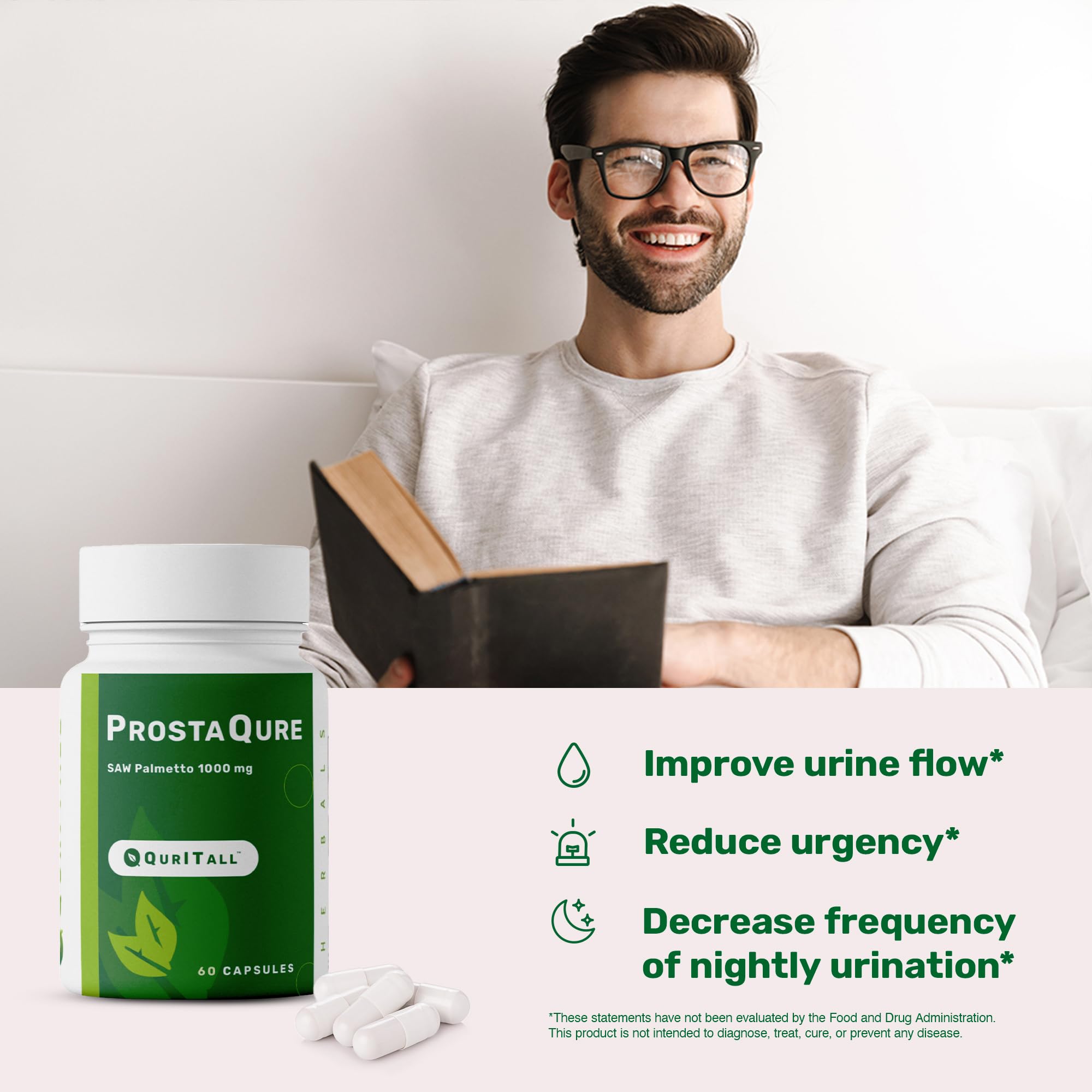 QurItAll ProstaQure Saw Palmetto Supplement 1000mg side view