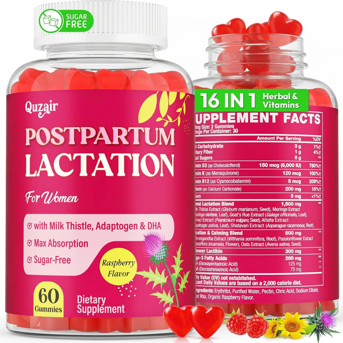Quzair Milk Thistle Lactation Gummies front view