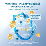 QVQ Feminine Balance Gummies displayed with fresh pineapples
