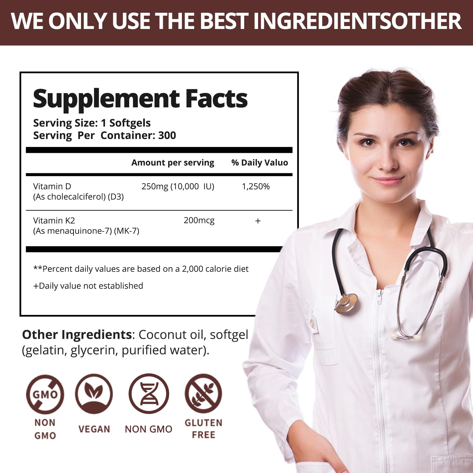 QVQ Vitamin D3 + K2 softgels back view packaging