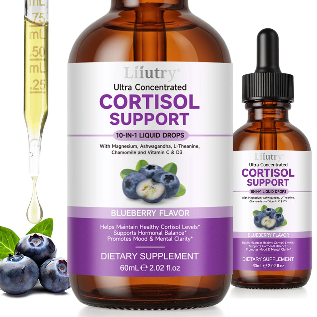 QZFICNJY Advanced Cortisol Support Drops front view with packaging