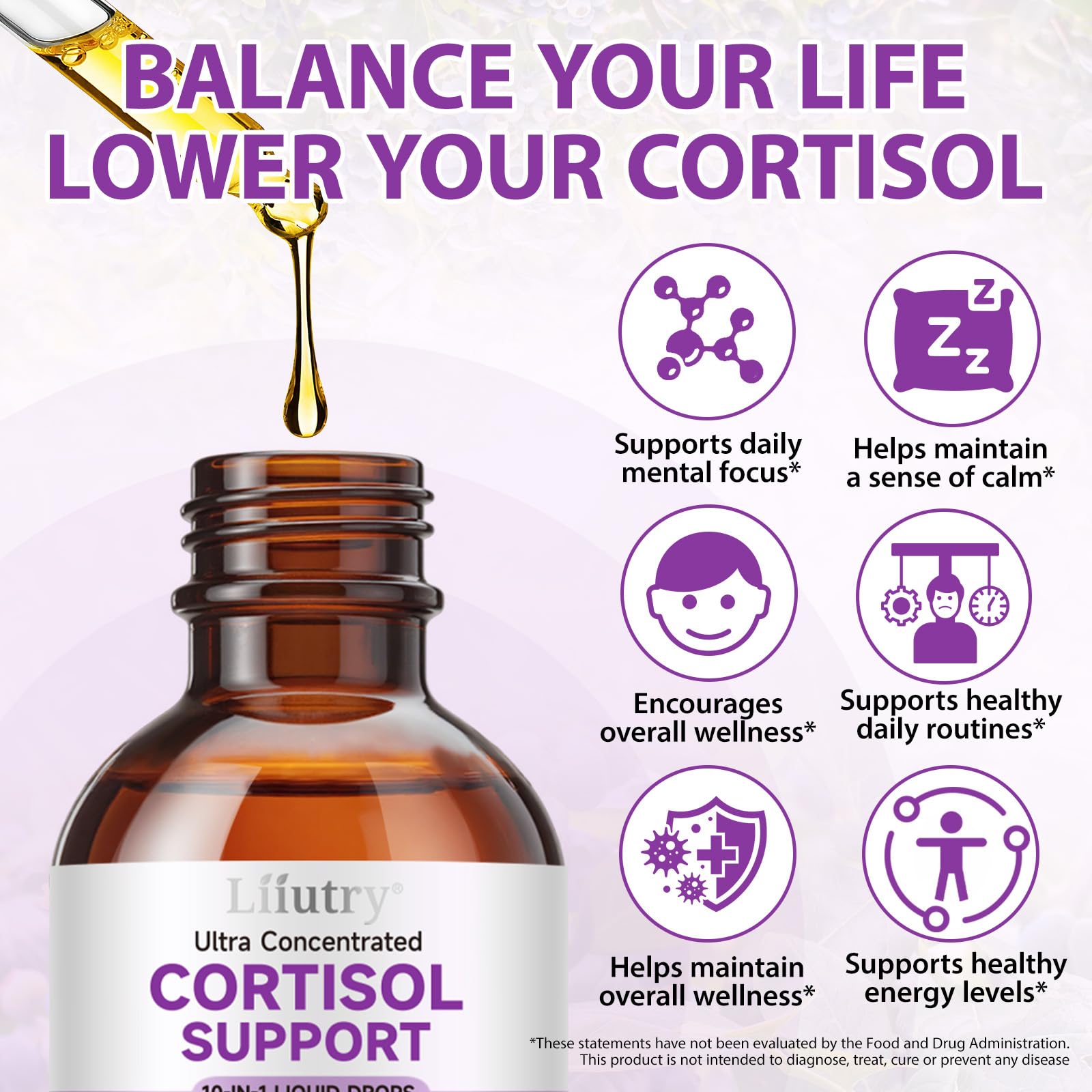 QZFICNJY Advanced Cortisol Support Drops liquid dropper close-up
