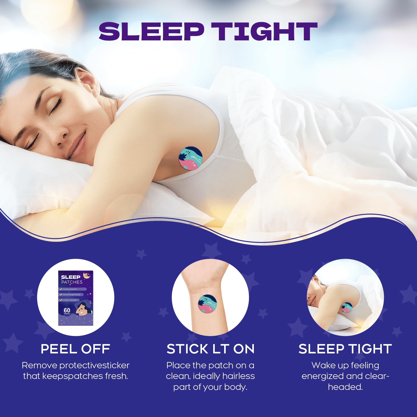 RAAYAM Sleep Patches close-up of adhesive backing