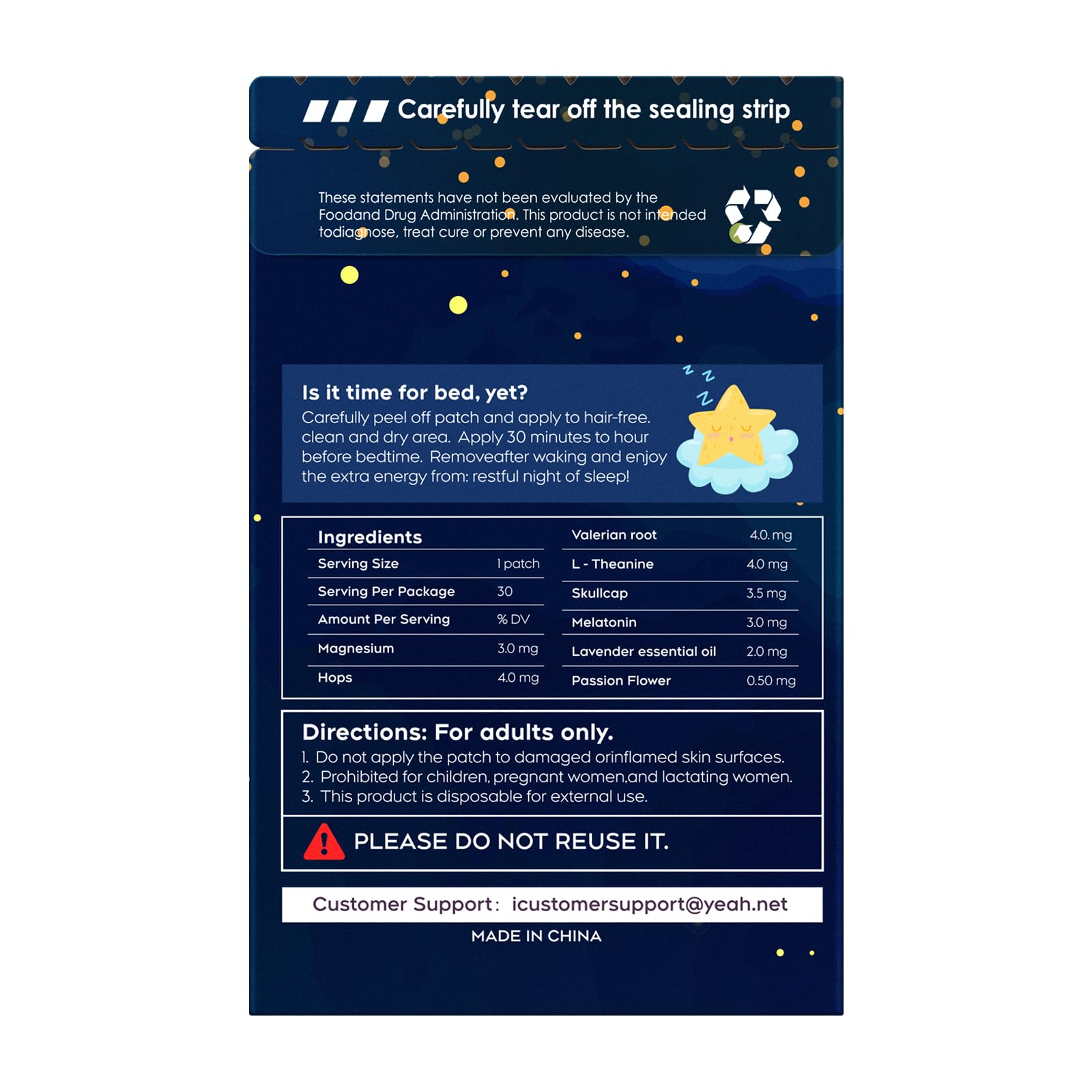 RAAYAM Sleep Patches package dimensions